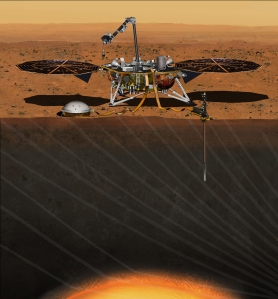 NASA's InSight Mars lander After thorough examination, NASA managers have decided to suspend the planned March 2016 launch of the Interior Exploration using Seismic Investigations Geodesy and Heat Transport (InSight) mission. The decision follows unsuccessful attempts to repair a leak in a section of the prime instrument in the science payload.